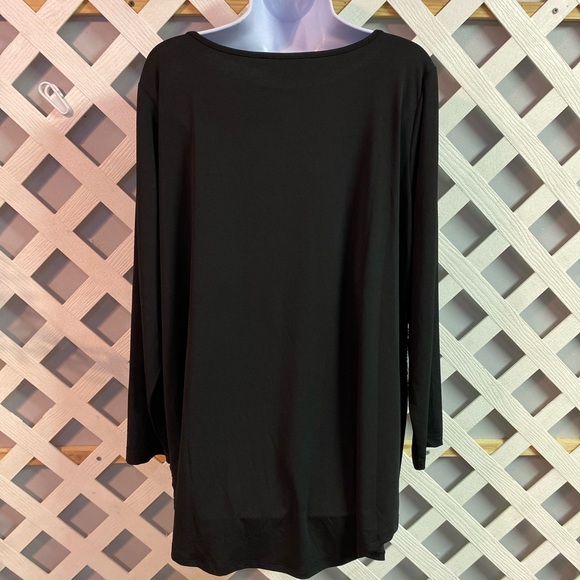 Joan Rivers Long Sleeve Luxe Knit Top with Side Seam Sequin Detail Black Large - Picture 2 of 6